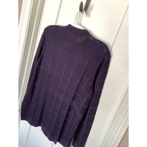 Ming Wang Women's Long Sleeve Knit Windowpane Button Front Jacket Blue Size XL - Picture 6 of 9